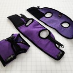 Custom fitted dog harnesses in purple