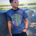 Rainbow Reflective Flower Of Life T-Shirt