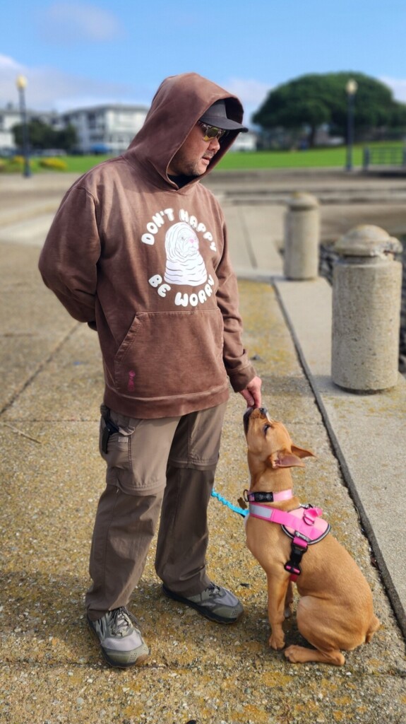 Don't Happy Be Worry Pullover Hoodie in Faded Root